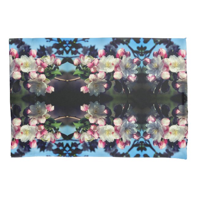 Cheerful Spring Crabapple Flower Blossoms Pattern Pillowcase (Front)
