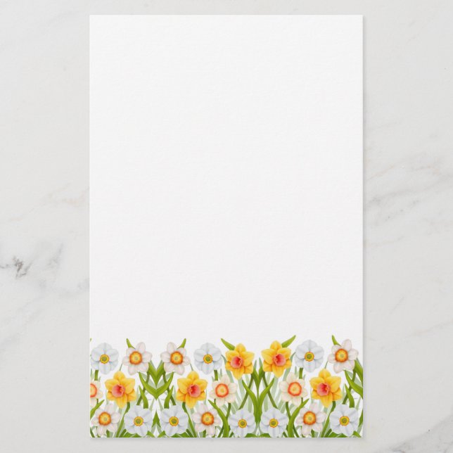 Cheerful Spring Daffodils Stationery (Front)