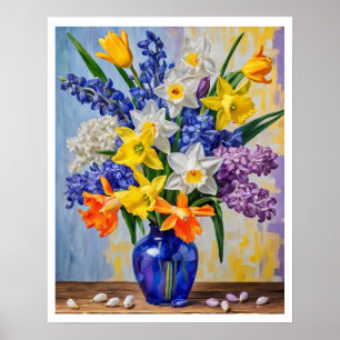 Cheerful Spring Floral Arrangement Daffodils Art Poster