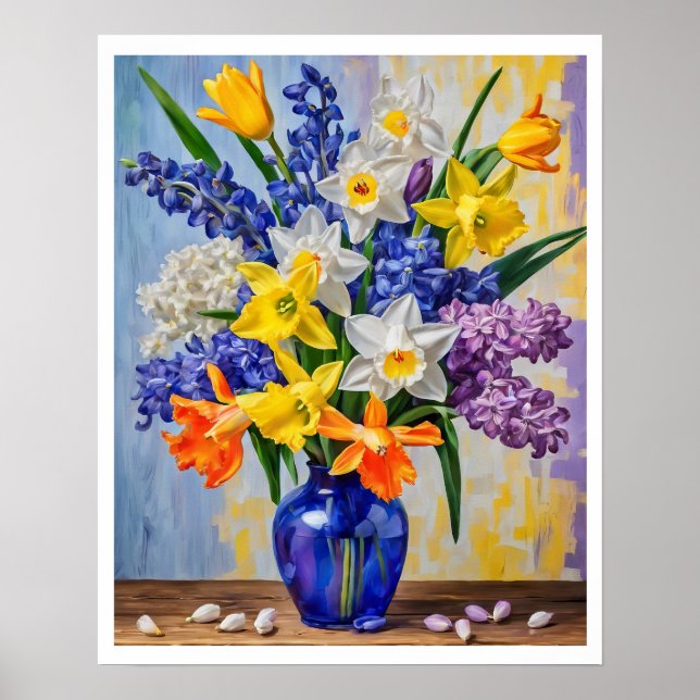 Cheerful Spring Floral Arrangement Daffodils Art Poster (Front)