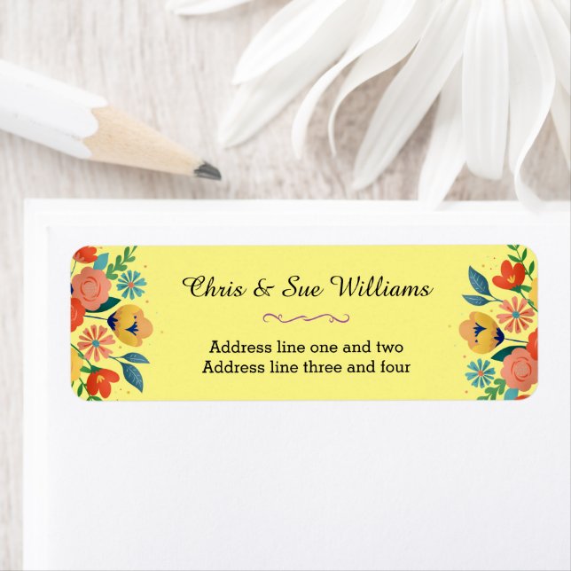 Cheerful Spring Floral Yellow Return Address (Insitu)