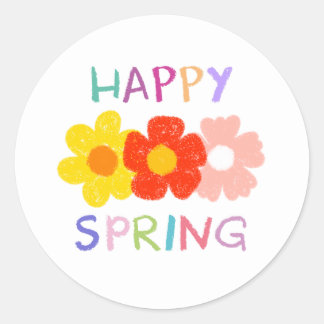 Cheerful Spring Flower Classic Round Sticker