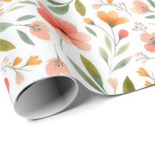 Cheerful Spring Peach Flowers Wrapping Paper