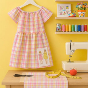 Cheerful Spring Pink Plaid Craft Sewing Fabric