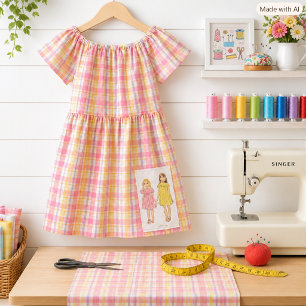 Cheerful Spring Pink Plaid Craft Sewing Fabric