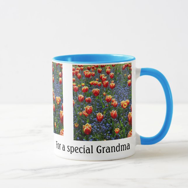 Cheerful Spring Tulips -- Grandma (Customisable) Mug (Right)