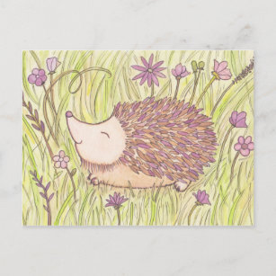 Cheerful Springtime Hedgehog Postcard
