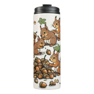 "Cheerful Squirrels at Work" Thermal Tumbler