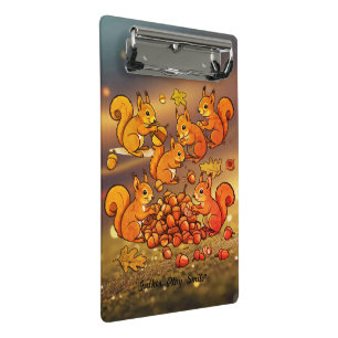 "Cheerful Squirrels Gathering Nuts" Mini Clipboard