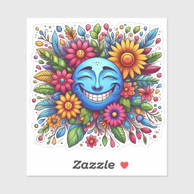 Cheerful Stickers With a Smiling Moon (Sheet)