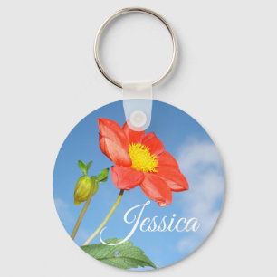 Cheerful Summer Strawberry Blossom Personalised Key Ring