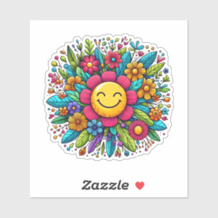 Cheerful Sun Floral Stickers