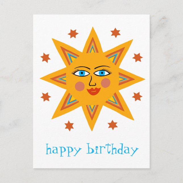 Cheerful Sun HAPPY BIRTHDAY CUSTOM  Postcard (Front)