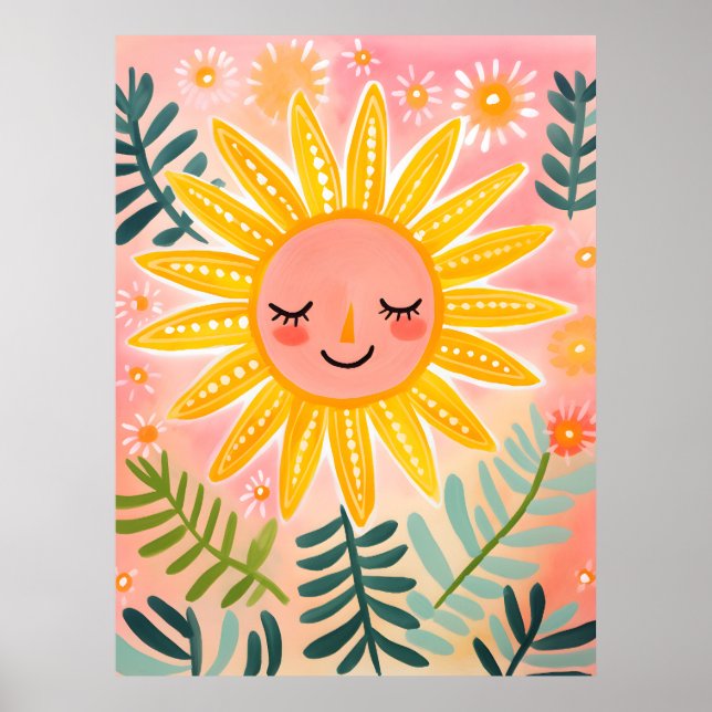 Cheerful Sun Nursery Wall Art Poster (Front)