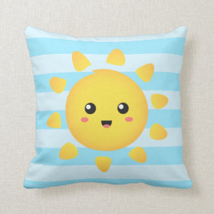 Cheerful sun that shines brightly all around cushion