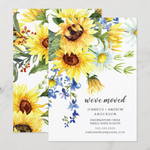 Cheerful Sunflower Bouquet Moving Announcement