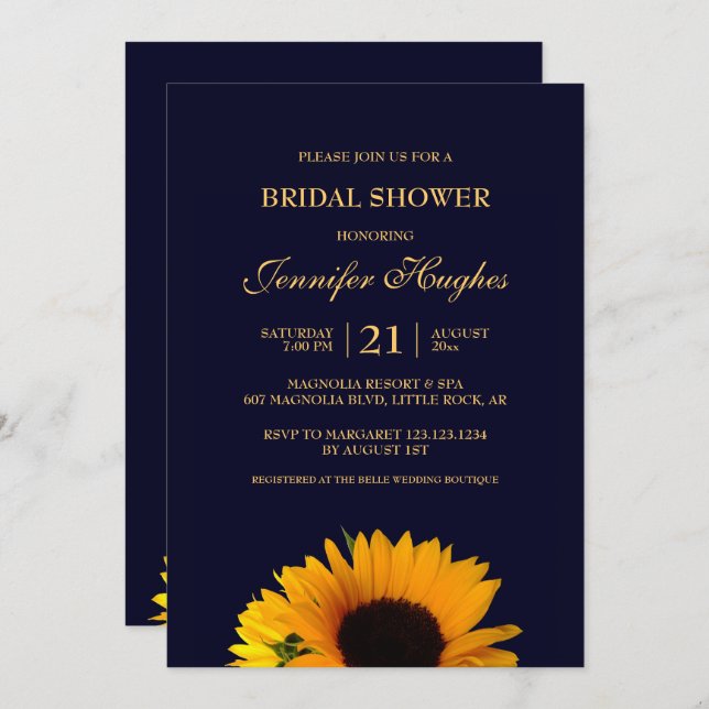 Cheerful Sunflower Bridal Shower Invitation (Front/Back)