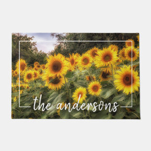 Cheerful Sunflower Garden Photo Welcome Doormat