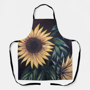 Cheerful Sunflower Painting Floral Kitchen Garden Apron