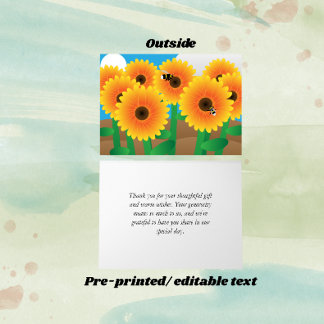 Cheerful Sunflower Personalised Thank You Card