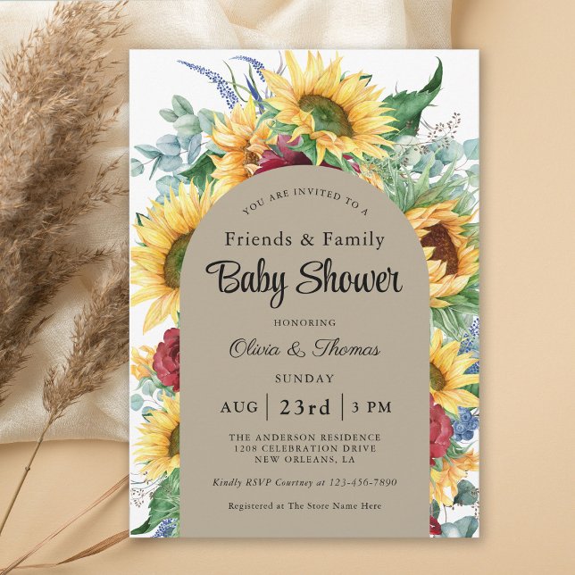 Cheerful Sunflowers Autumn Floral Baby Shower Invitation (Creator Uploaded)