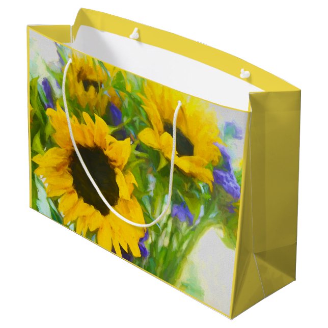 Cheerful Sunflowers Large Gift Bag (Back Angled)