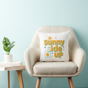 Cheerful "Sunny Side Up" with Egg and Sun Cushion