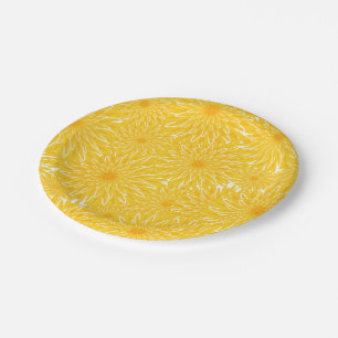 Cheerful sunny yellow dandelion summer party paper plate