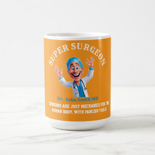 Cheerful Surgeon Cartoon Art for Medical Heroes Coffee Mug