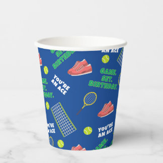 Cheerful Tennis Birthday Game Set For Kids Paper Cups