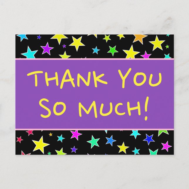 Cheerful "THANK YOU SO MUCH!" Postcard (Front)