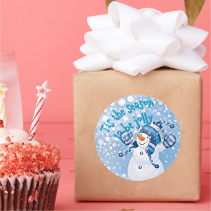 Cheerful Tis The Season To Be Jolly Quote Text Classic Round Sticker