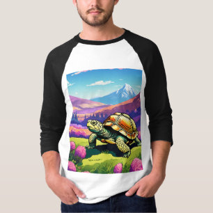 Cheerful Tortoise: Cartoonish Landscape with Playf T-Shirt