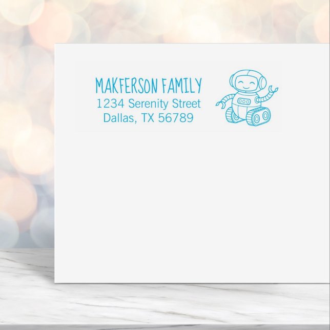 Cheerful Toy Robot Family Address Self-inking Stamp (Creator Uploaded)
