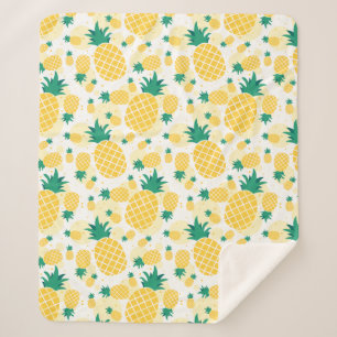 Cheerful Tropical Pineapples Sherpa Fleece Blanke Blanket