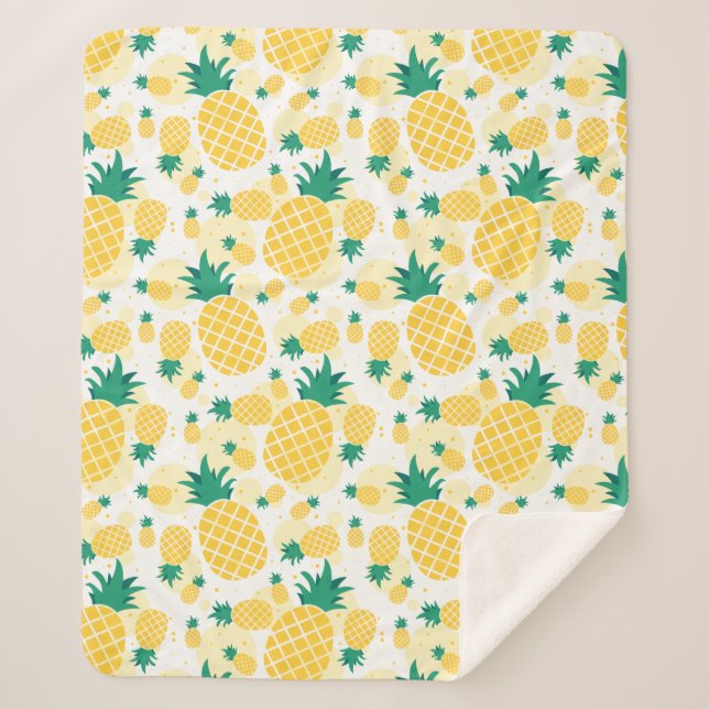 Cheerful Tropical Pineapples Sherpa Fleece Blanke Sherpa Blanket (Front)