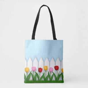 Cheerful Tulip Flower Garden Customisable Tote Bag