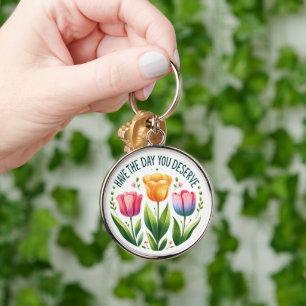 Cheerful Tulip - Inspirational Floral  Key Ring