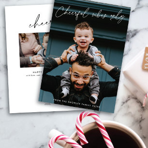 Cheerful Vibes Only Portrait Holiday Photo Card