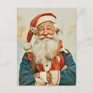 Cheerful Vintage Santa Claus Portrait Postcard