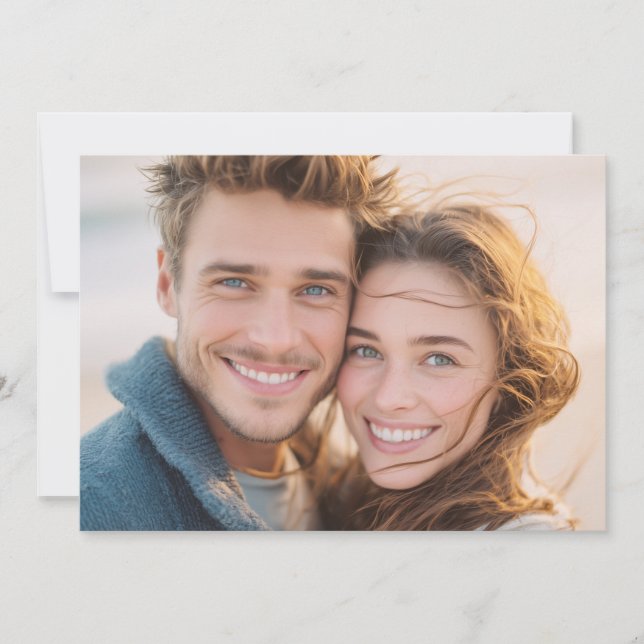 Cheerful Warm Beach Photo Invitation (Front)