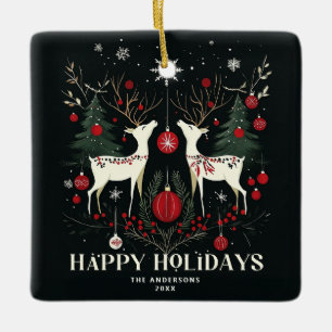 Cheerful Warm Scandinavian Christmas Tree Ceramic Ornament