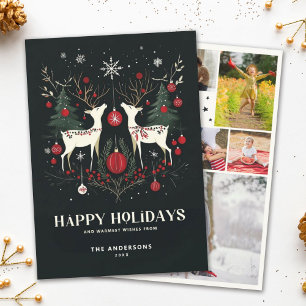 Cheerful Warm Scandinavian Christmas Tree Photo Holiday Card