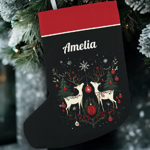 Cheerful Warm Scandinavian Nordic Christmas Tree Small Christmas Stocking