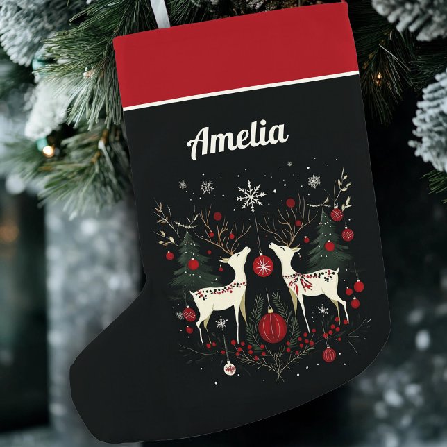 Cheerful Warm Scandinavian Nordic Christmas Tree Small Christmas Stocking (Creator Uploaded)