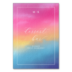 Cheerful Watercolor Dessert Bar Sign Table Number