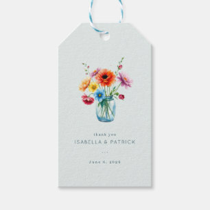 Cheerful Watercolor Floral Jar Gift Tags