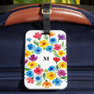 Cheerful Watercolor Florals Luggage Tag