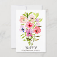 Cheerful Watercolor Pansies & Wildflowers Wedding
