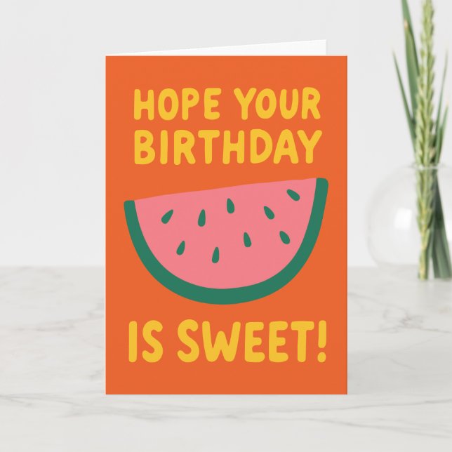 Cheerful Watermelon Orange Yellow Fruit Birthday  Card (Front)